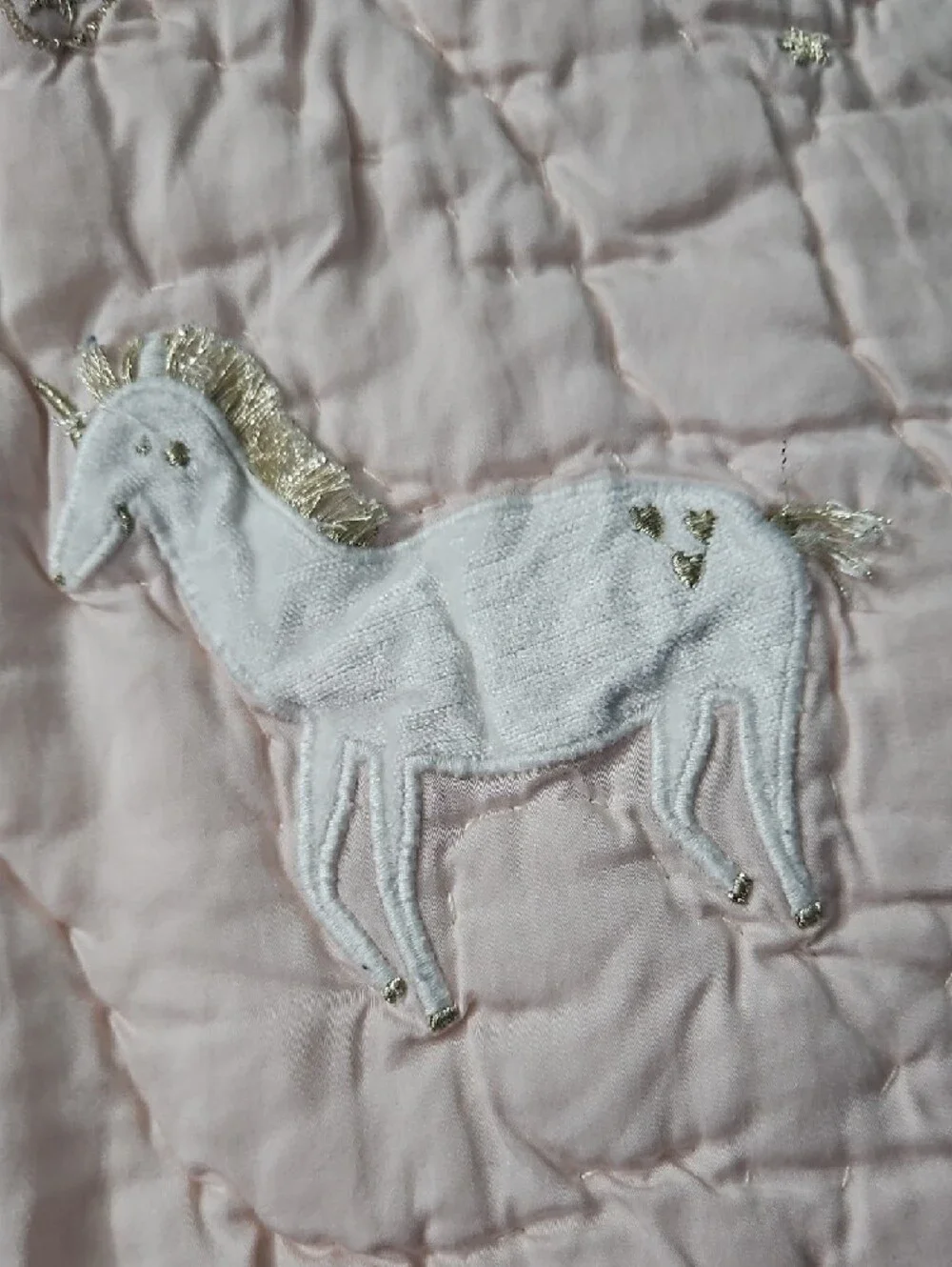 Soft Pink Quilted Unicorn Throw Blanket